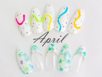 エイプリルプラス(April plus)/フラワー&うねうねネイル