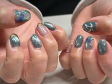 スカイフラワー アイ ネイル(sky flower)/持ち込みデザイン
