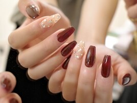 ボルドーネイル　秋ネイル