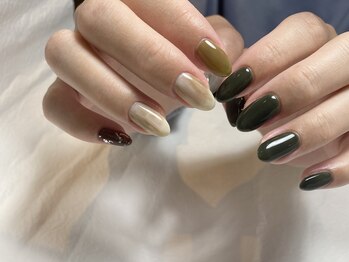 アイネイルズ 渋谷店(I nails)/グリーンちぐはぐニュアンス
