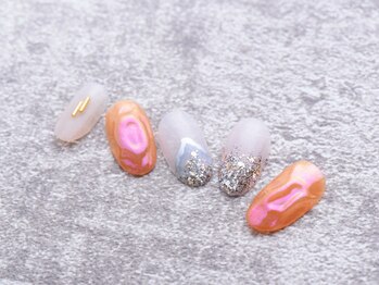 ソウ 難波店 nail salon Sou/ぽこぽこピンクミラーnail