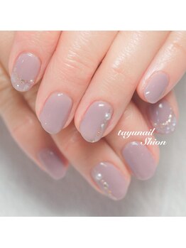 たゆ ネイル(たゆnail)/グレージュワンポイントネイル
