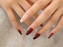 ボルドーネイル　秋ネイル