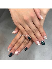 大理石ネイル/ダークグリーン