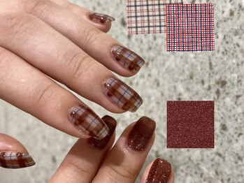 コダサンマルハチ(koda 308)/ボルドーチェックネイル
