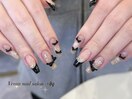 黒ネイル/フレンチ/リボン