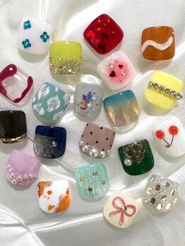 ネイルサロン エルフィン ル シエル(Nailsalon elfin Le ciel)の写真/定額アートオフ込み選べるアート20種類！フット￥6500！足元のおしゃれに欠かせないフットネイル★