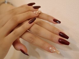ボルドーネイル　秋ネイル