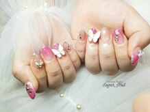 シュガーネイル(sugar nail)/蝶々な韓国ネイル