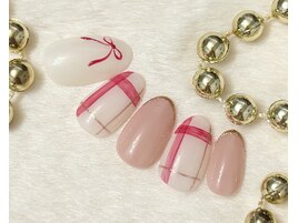 チェック×リボン