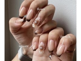 フレンチ＆お花ネイル