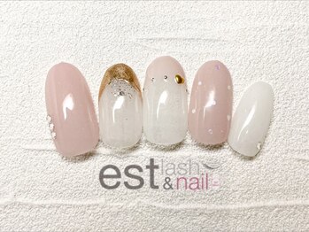 エストラッシュアンドネイル 銀座店(est lash&nail)/ハート　ピンクフレンチネイル