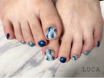 ネイルアトリエルカ(nail atelier LUCA)/R-132 夏っぽ大理石フットネイル