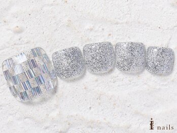 アイネイルズ 横浜WEST店(I-nails)/四角キラホロフットネイル8480円