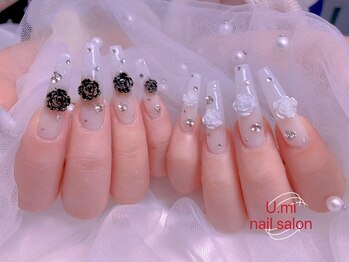 ユミ(U mi)/チップ長さ出し薔薇ネイル