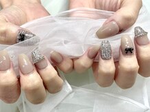 ネイルネージュ 錦糸町(Nail Neige)/持ち込み/ツイード/リボン