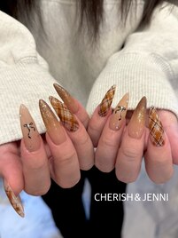 チェック×グラデーションネイル