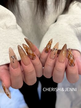 チェック×グラデーションネイル