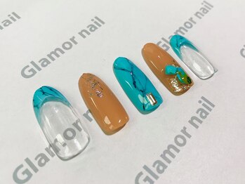 グラマーネイル(Glamor nail)/ターコイズブルー×ワンカラー