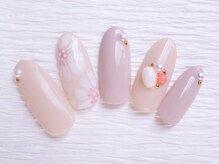 ネイルサロン マハロ 横浜四季の森フォレオ店(Nail Salon Mahalo)/シック&エレガントフラワー¥7800