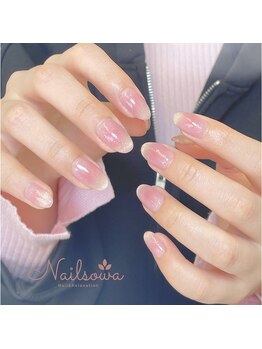 ソワ(sowa)/ふんわりピンクグラデネイル