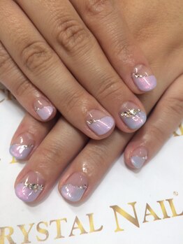 クリスタルネイル ゆめタウン博多店(CRYSTAL NAIL)/斜めフレンチ