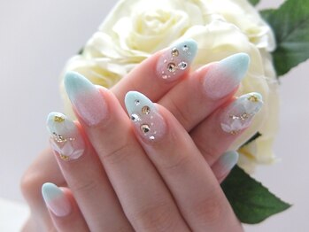 ネイルサロンミキ 横浜(MIKI)/上品パールミントグリーン3D花