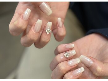 モルネイル(MORU nail)/ホワイトミラー×クリスタル.