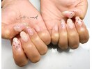 ~pink ribbon × dot nail~