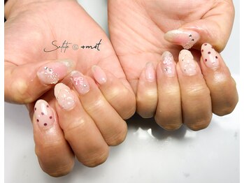 ~pink ribbon × dot nail~