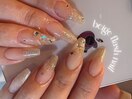 ベージュフラッシュネイル