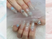 ピオミエルネイル 新宿(pio miel nail)/シルバーラメ×アイスブルー