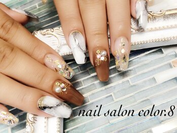 ネイルサロン カラーエイト(Nailsalon COLOR.8)/スカルプ　大理石ネイル