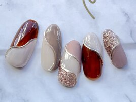 秋色ブロッキングネイル