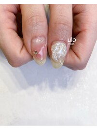 キラキラチークと立体パール