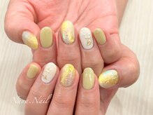 ナナネイル(Nana.Nail)/バターイエロー×ミラーネイル