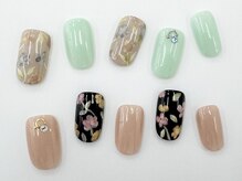 ネイルサロン クイール 小山店(NAIL SALON QUILL)/ワンカラー×インクフラワー