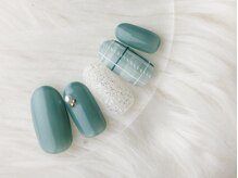 ヴァンネイル みなとみらい馬車道(VINGT NAIL)/*チェック×ブルーグリーン*