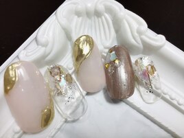 ゴールドミラーニュアンスネイル