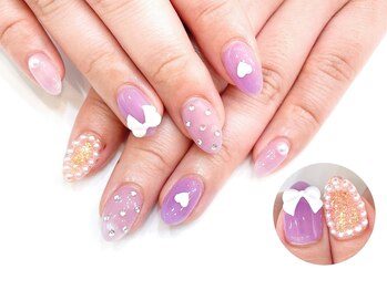 ネイルコレクション ピンク(Nail Collection Pink)/ジェル定額¥8990☆3Dリボン