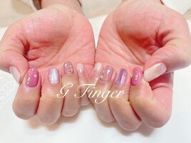 くすみピンク♪キラキラネイル
