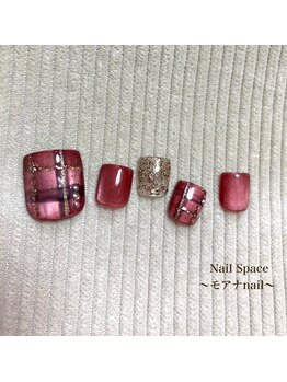 ネイルスペース モア ナープス/マグネットネイル　チェック柄