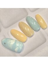 シシラ(shishira)/ミントブルー雲アートネイル
