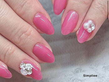 シンプリー 吉祥寺店(Simpliee by Procare nail)の写真/旬のワンホンネイル/韓国パーツをご提案♪【Simpleデザイン90分ワンカラー+アートでワンランク上の手元に】