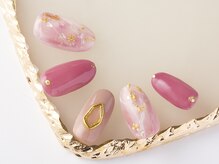 ローズクレア(Rose Crea)/人気カラーの大理石ネイル