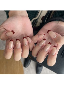 ミントリーフ バイ リート(Mint leaf by Reat)/ボルドーフレンチネイル