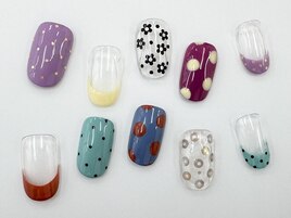 ワンカラー×フレンチ×ドット