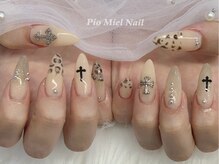 ピオミエルネイル 新宿(pio miel nail)/くすみベージュ×レオパード