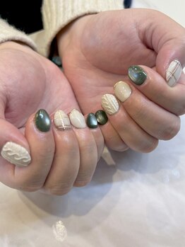 冬のほっこりニットネイル