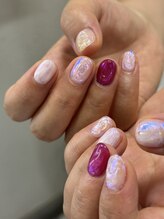 ユージューネイルルーム(UJU nail room)/ダークチェリー×シャーベット